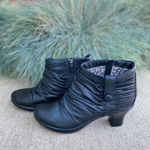 Dankso Buffy Heeled Ankle Boot Black Leather 39